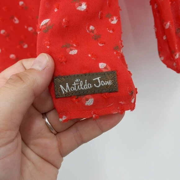 Matilda Jane Must Be Love Top Coral Women's M Swiss Dot Preppy Spring Summer - Picture 6 of 9